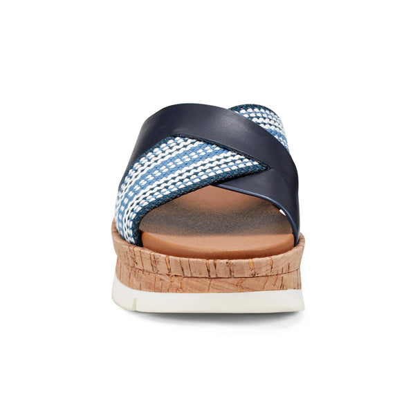 Earth Shoes Finale Casual Slip-On Wedge Platform Sandals Dark Blue