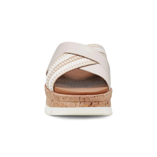 Earth Shoes Finale Casual Slip-On Wedge Platform Sandals Ivory