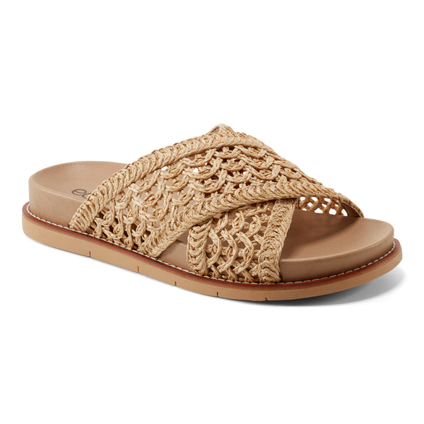 Earth Shoes Flurry Round Toe Slip-on Flat Casual Sandals Medium Natural