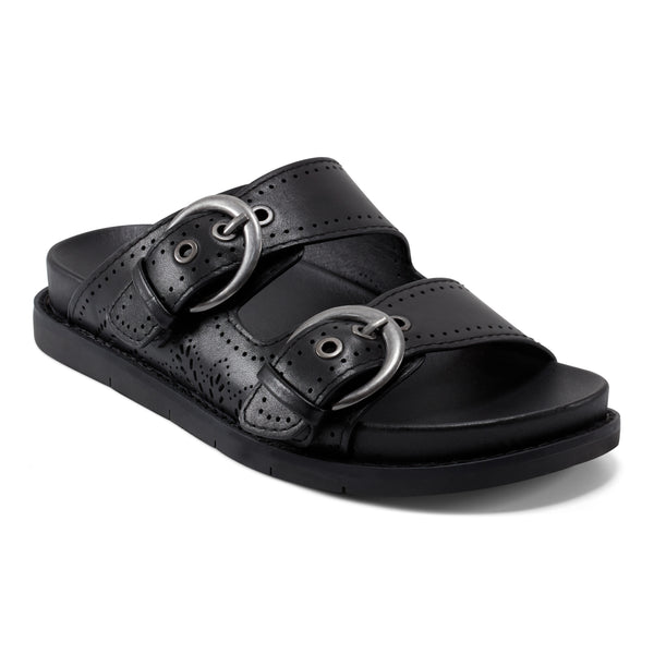 Earth Shoes Francii Round Toe Casual Slip-on Flat Sandals Black