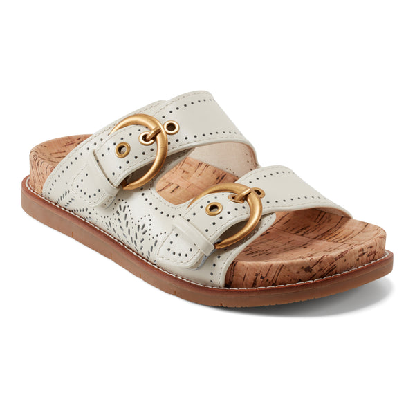 Earth Shoes Francii Round Toe Casual Slip-on Flat Sandals Ivory