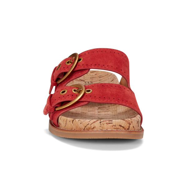 Earth Shoes Francii Round Toe Casual Slip-on Flat Sandals Red