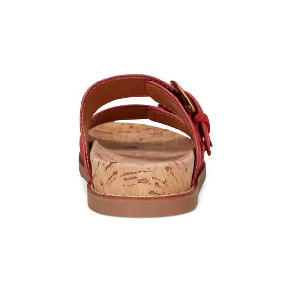 Earth Shoes Francii Round Toe Casual Slip-on Flat Sandals Red