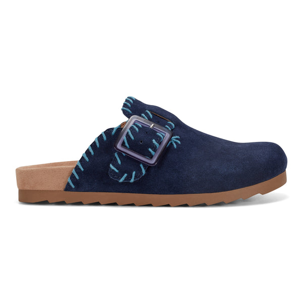 earth shoes Gena Round Toe Slip-on Flat Casual Clogs Dark Blue