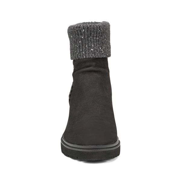 Earth Shoes Gresa Waterproof Block Heel Round Toe Casual Booties Black