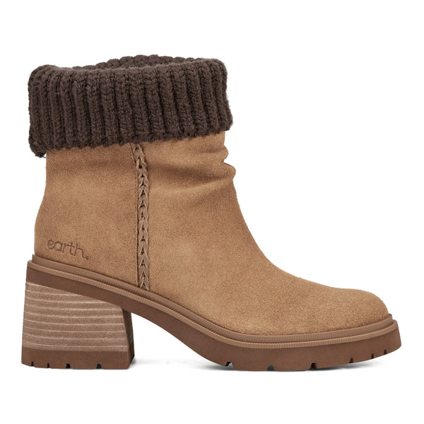 earth shoes Gresa Waterproof Block Heel Round Toe Casual Booties Medium Natural