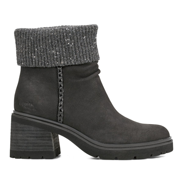 earth shoes Gresa Waterproof Block Heel Round Toe Casual Booties Black