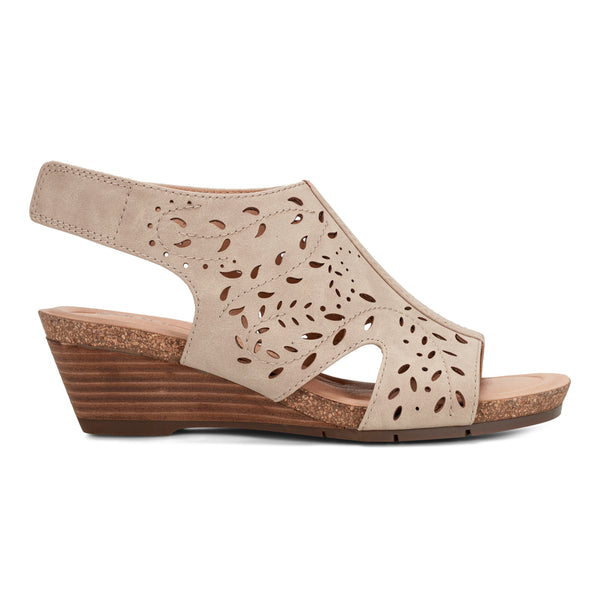 earth shoes Halin Round Toe Casual Slingback Wedge Sandals Light Natural