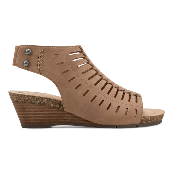 earth shoes Hana Round Toe Laser Cut Dress Sandals Medium Brown
