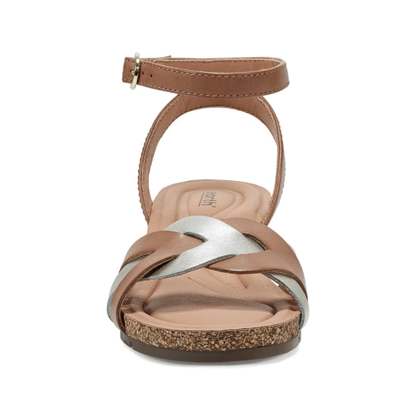 Earth Shoes Herly Woven Strappy Stacked Heel Dress Sandals Light Natural