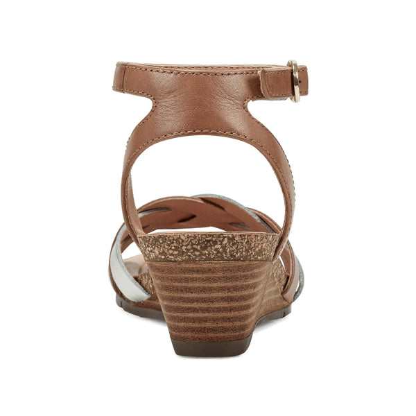 Earth Shoes Herly Woven Strappy Stacked Heel Dress Sandals Light Natural