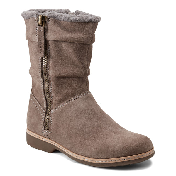 Earth Shoes Hyland Water Repellent Round Toe Flat Casual Booties Dark Gray