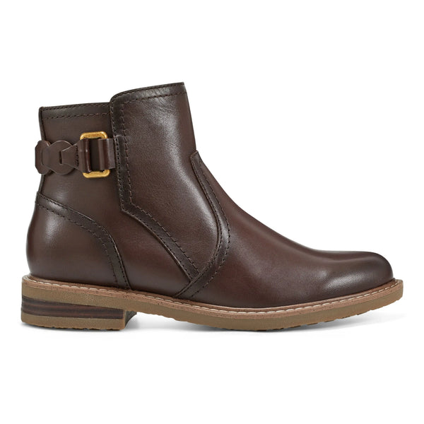 earth shoes Jenna Round Toe Casual Booties Dark Brown