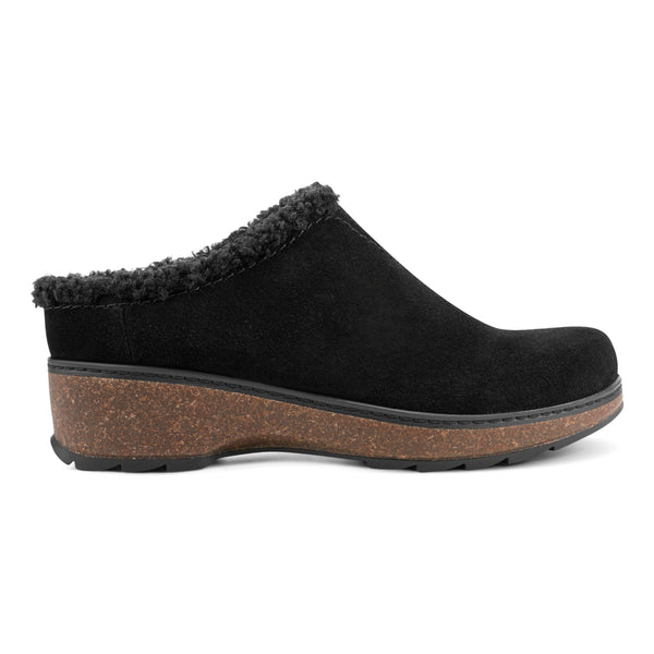 earth shoes Kolia Round Toe Slip-on Casual Clogs Black Suede