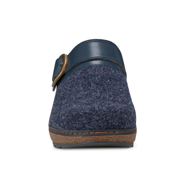 Earth Shoes Kulla Slip-on Round Toe Casual Clogs Blue Wool