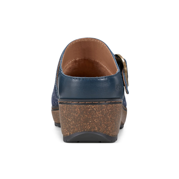 Earth Shoes Kulla Slip-on Round Toe Casual Clogs Blue Wool