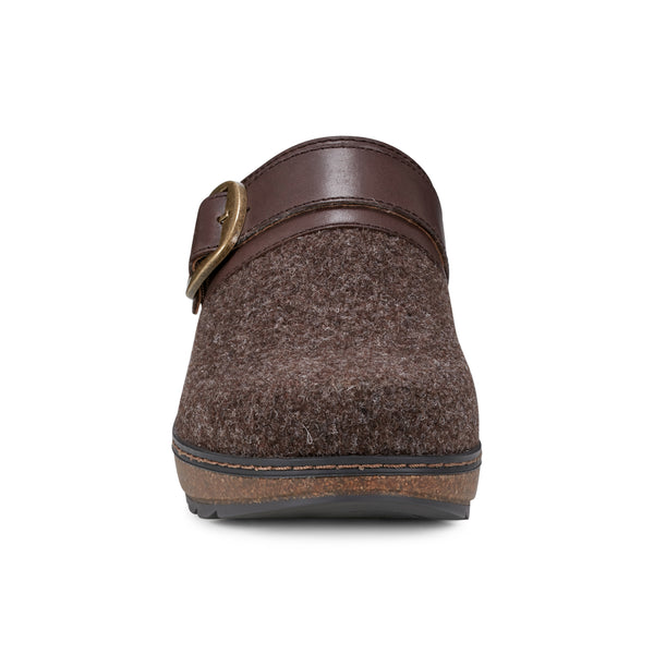 Earth Shoes Kulla Slip-on Round Toe Casual Clogs Brown Wool