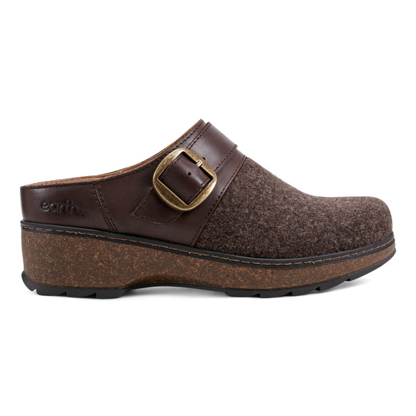 earth shoes Kulla Slip-on Round Toe Casual Clogs Brown Wool