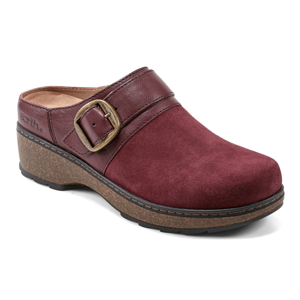 Earth Shoes Kulla Slip-on Round Toe Casual Clogs Dark Red