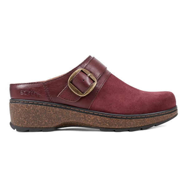 earth shoes Kulla Slip-on Round Toe Casual Clogs Dark Red
