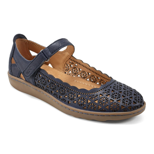 Earth Shoes Lady Perforated Slip-On Ballet Flat Dark Blue