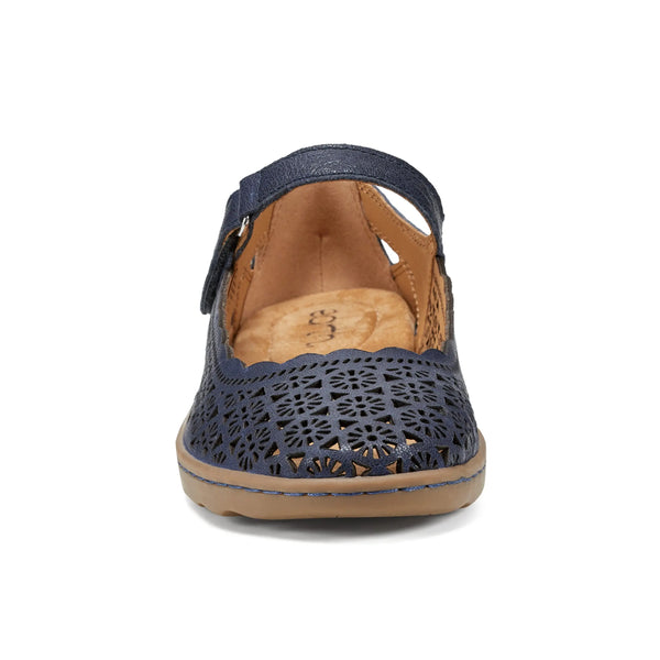 Earth Shoes Lady Perforated Slip-On Ballet Flat Dark Blue