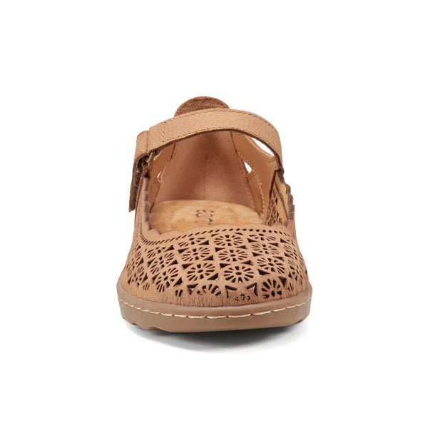 Earth Shoes Lady Perforated Slip-On Ballet Flat Dark Brown