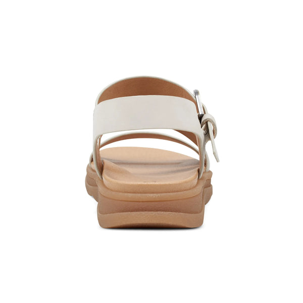 Earth Shoes Lainey Casual Strappy Round Toe Flat Sandals Ivory