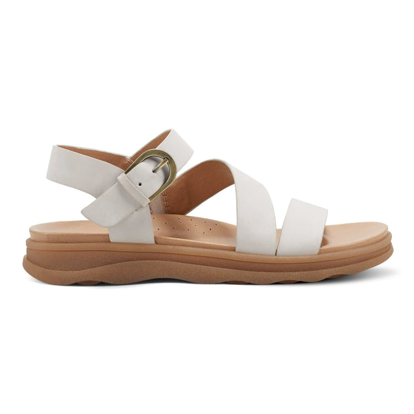 earth shoes Lainey Casual Strappy Round Toe Flat Sandals Ivory