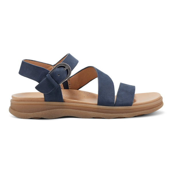 earth shoes Lainey Casual Strappy Round Toe Flat Sandals Medium Blue