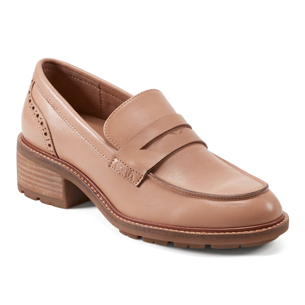 Earth Shoes Lindy Almond Toe Casual Slip-on Penny Loafers Light Natural