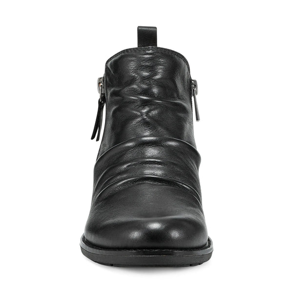 Earth Shoes Nadya Round Toe Ruched Casual Booties Black