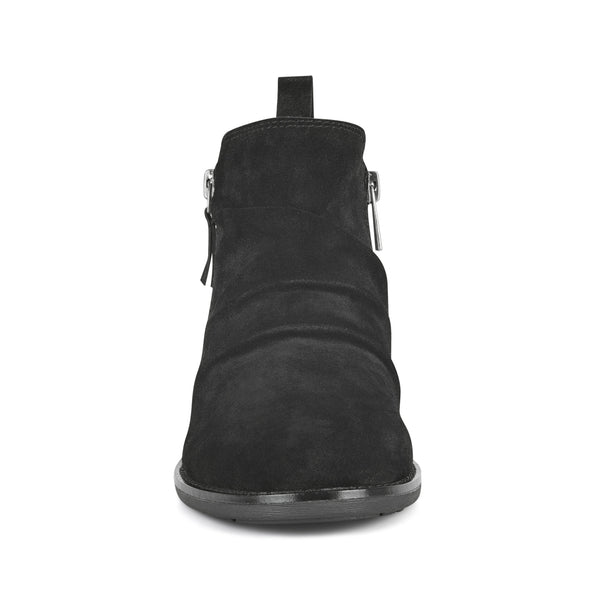 Earth Shoes Nadya Round Toe Ruched Casual Booties Black Suede