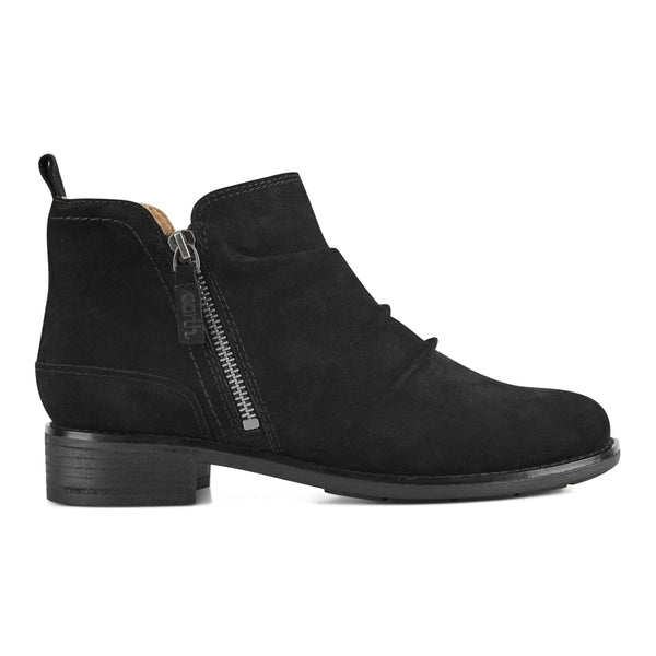 earth shoes Nadya Round Toe Ruched Casual Booties Black Suede