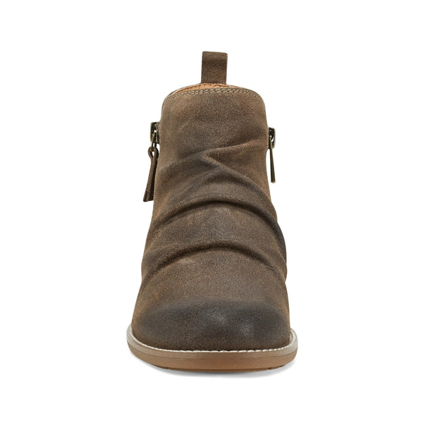 Earth Shoes Nadya Round Toe Ruched Casual Booties Dark Brown