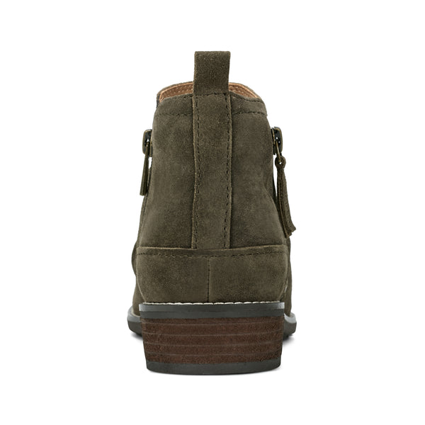 Earth Shoes Nadya Round Toe Ruched Casual Booties Dark Green