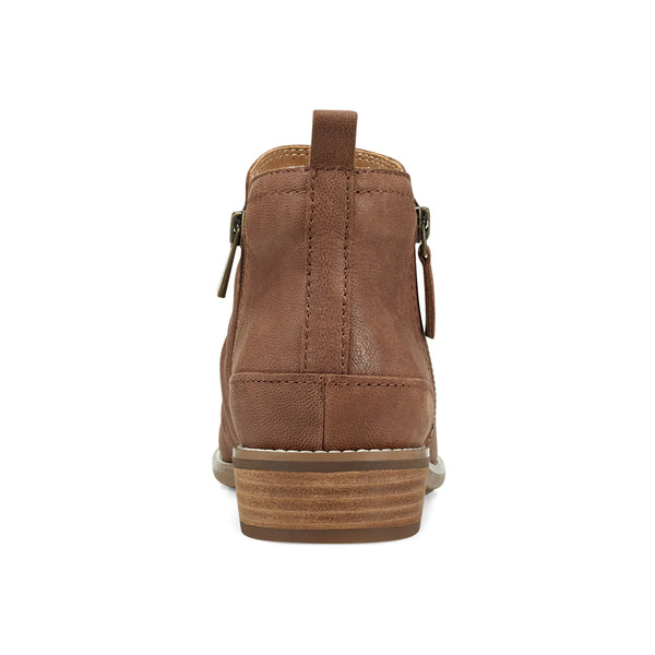 Earth Shoes Nadya Round Toe Ruched Casual Booties Dark Natural