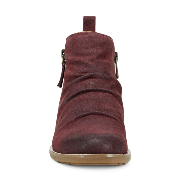 Earth Shoes Nadya Round Toe Ruched Casual Booties Dark Red