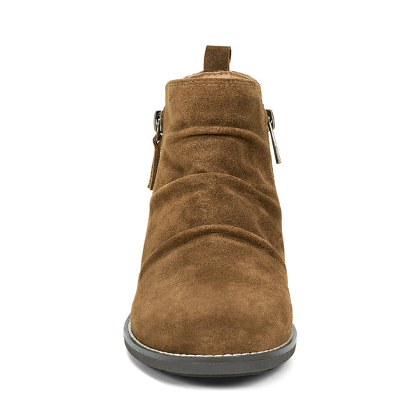 Earth Shoes Nadya Round Toe Ruched Casual Booties Natural