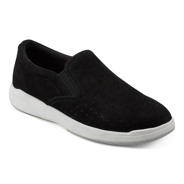 Earth Shoes Nel Laser Cut Round Toe Casual Slip-on Sneakers Black