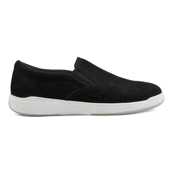 earth shoes Nel Laser Cut Round Toe Casual Slip-on Sneakers Black