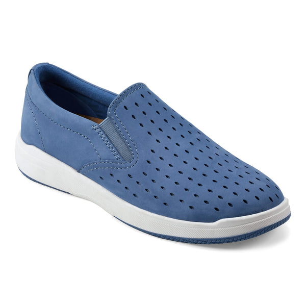 Earth Shoes Nel Laser Cut Round Toe Casual Slip-on Sneakers Medium Blue