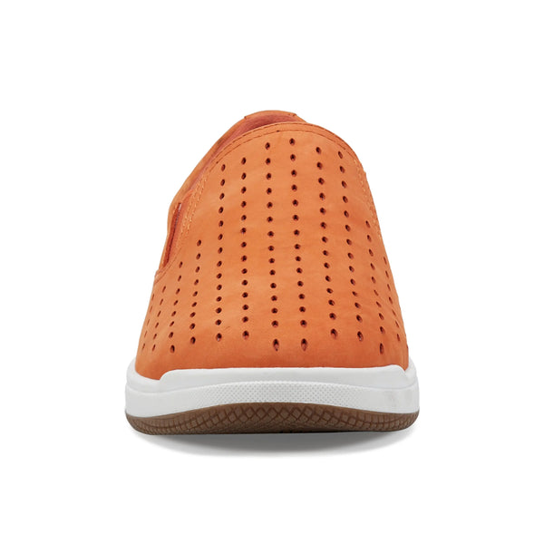 Earth Shoes Nel Laser Cut Round Toe Casual Slip-on Sneakers Orange