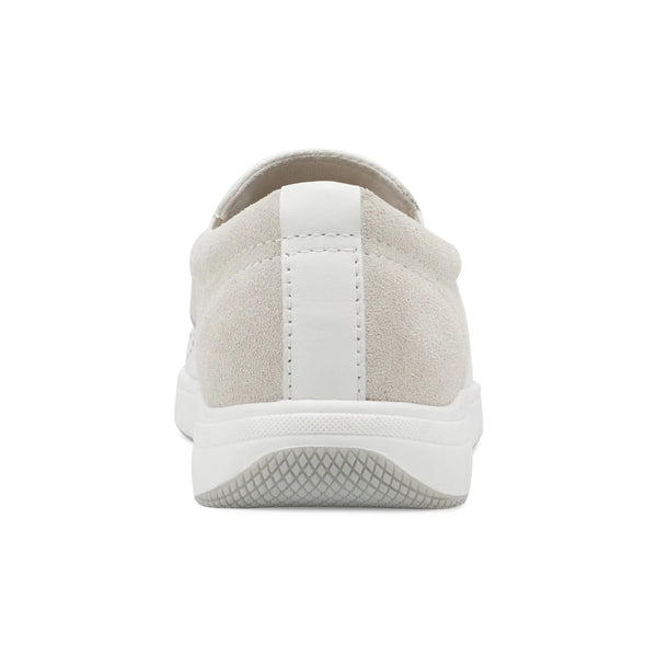 Earth Shoes Nel Laser Cut Round Toe Casual Slip-on Sneakers White