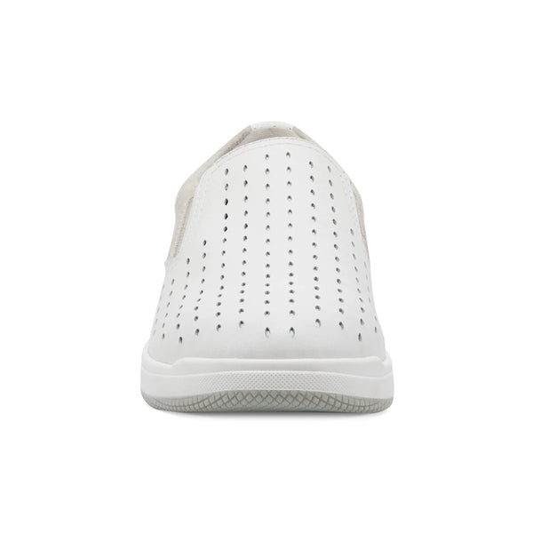 Earth Shoes Nel Laser Cut Round Toe Casual Slip-on Sneakers White