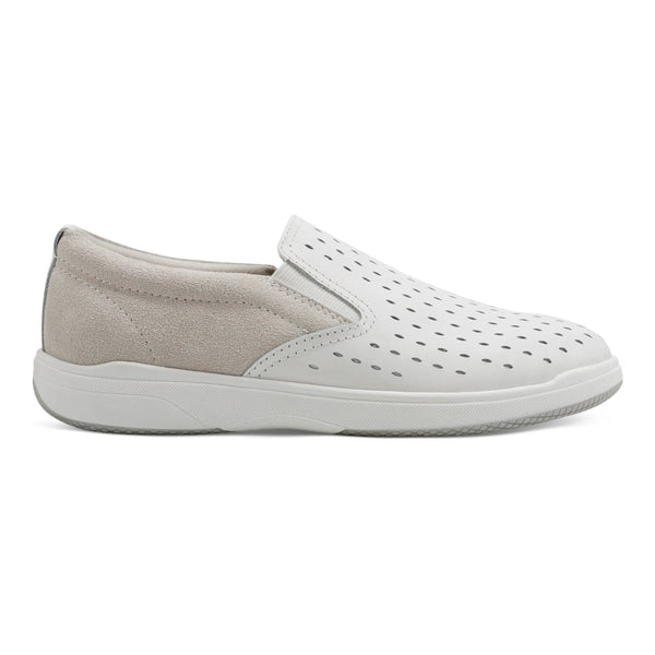 earth shoes Nel Laser Cut Round Toe Casual Slip-on Sneakers White
