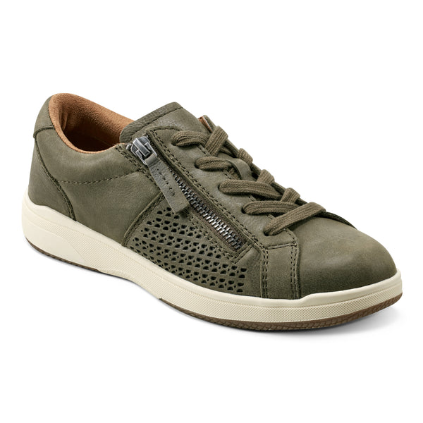 Earth Shoes Netta Round Toe Casual Lace-up Sneakers Dark Green