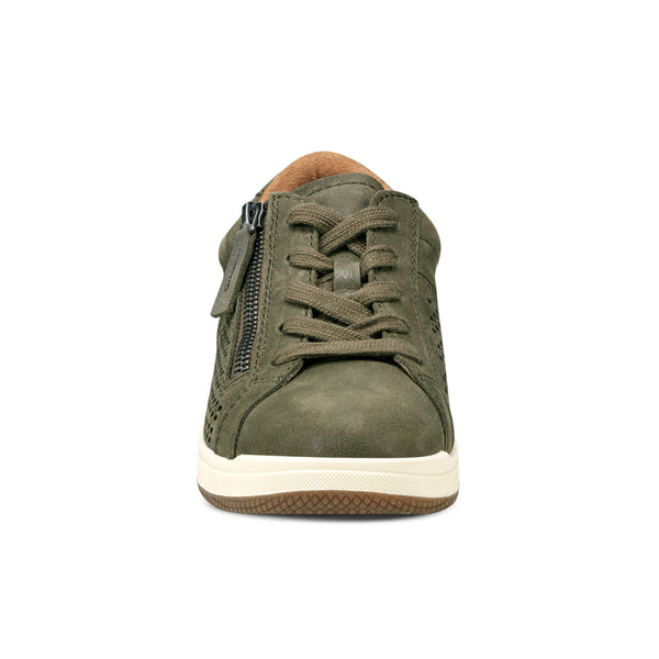 Earth Shoes Netta Round Toe Casual Lace-up Sneakers Dark Green
