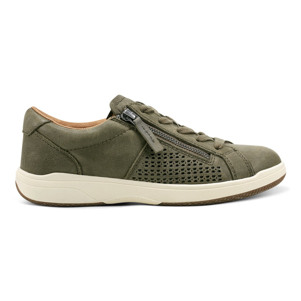 earth shoes Netta Round Toe Casual Lace-up Sneakers Dark Green