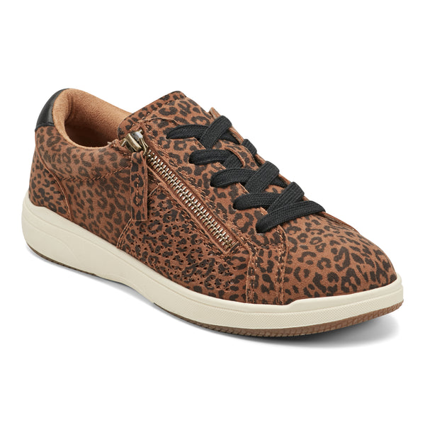 Earth Shoes Netta Round Toe Casual Lace-up Sneakers Leopard